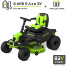 Трактор садовый аккумуляторный с травосборником Greenworks GC82LT107 с 6 АКБ 5 Ач и ЗУ